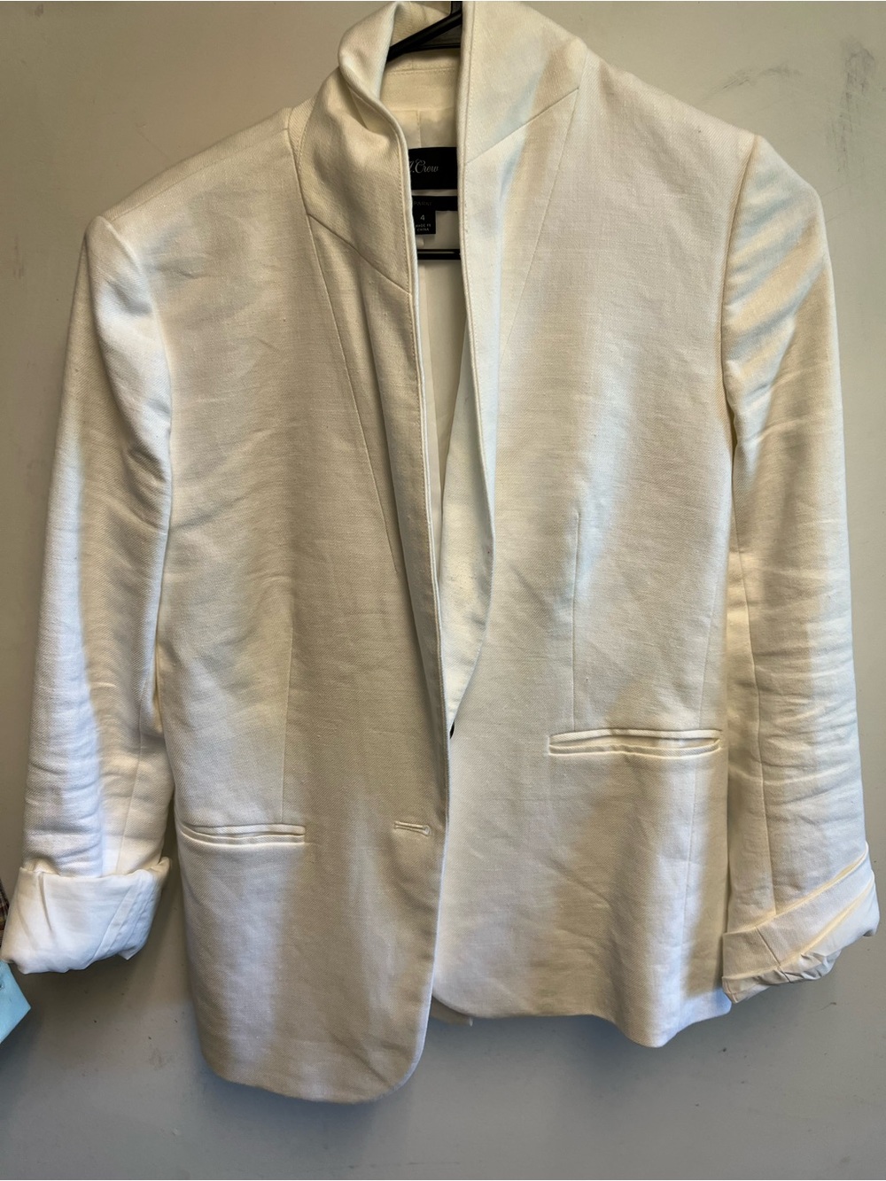 J. Crew White Open-Front Shawl Collar Blazer